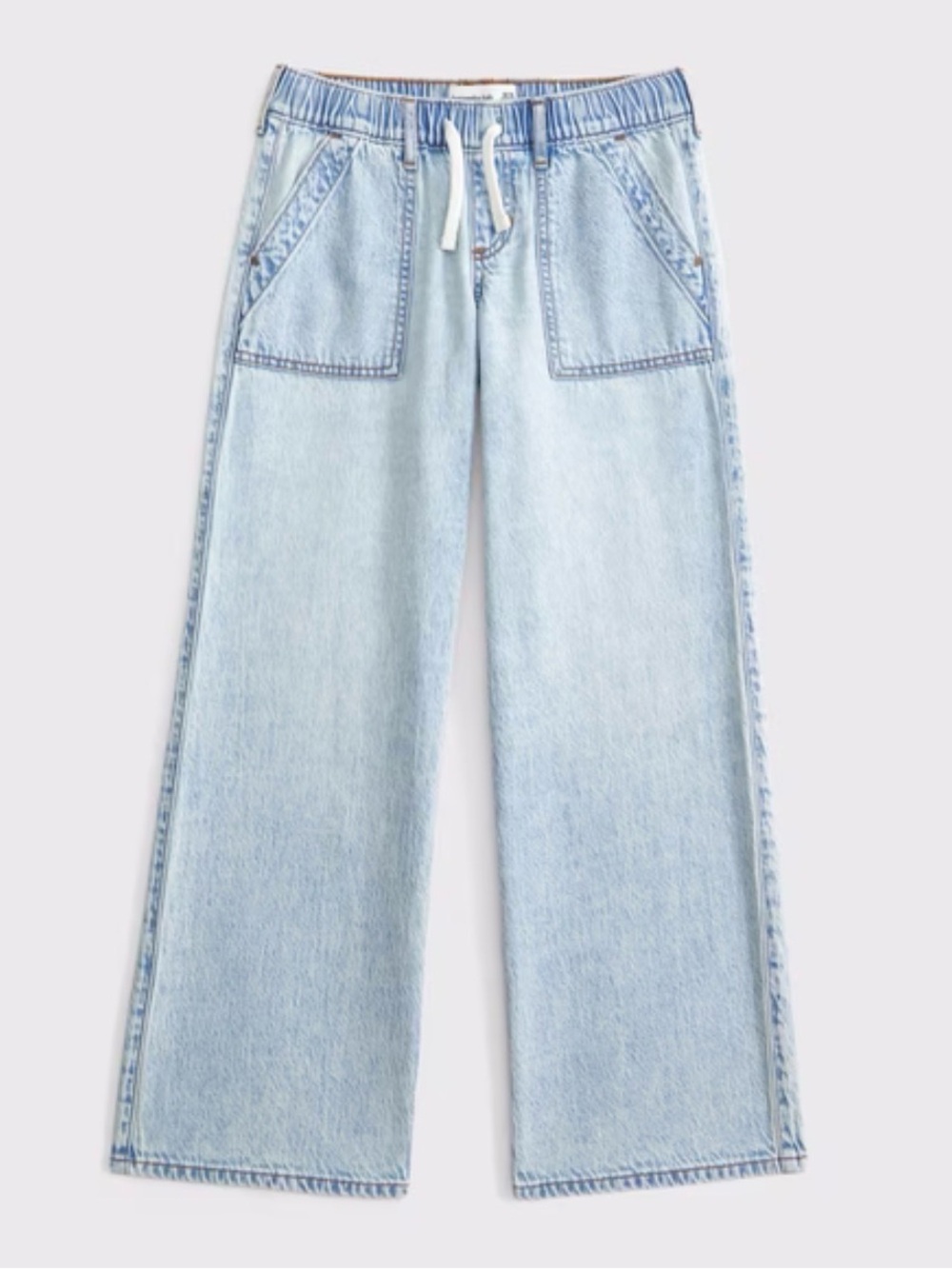 abercrombie kids Light Wash low rise baggy pull-on jeans 9/10 Long